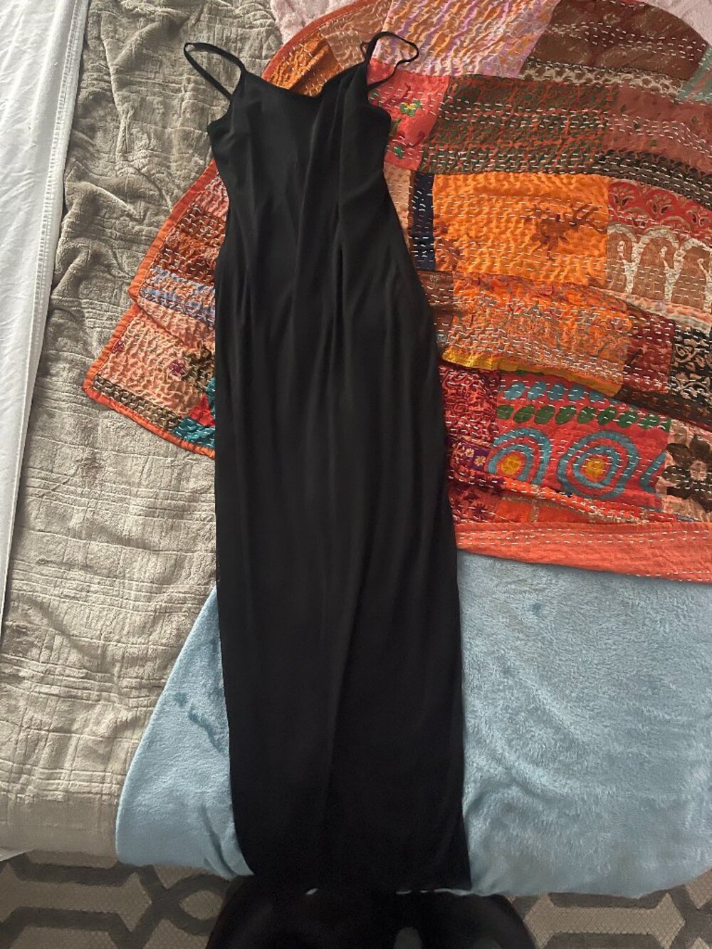 See You Monday | Black Midi Slip Dress